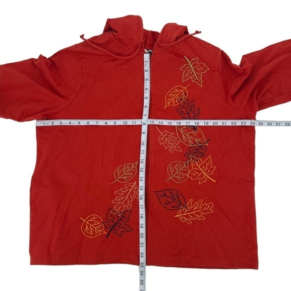 Breckenridge Orange Fall Autumn Leaf Embroidered Hoodie Jacket Size 2X Women's - Picture 6 of 7